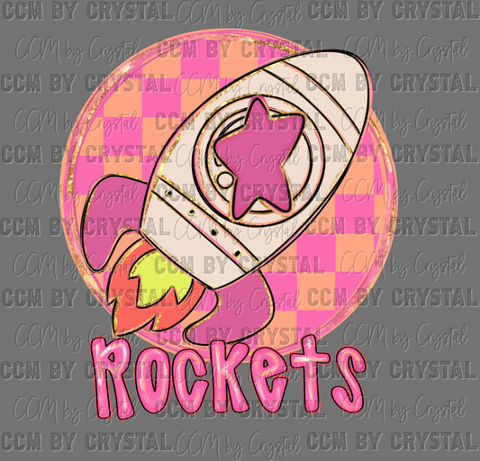 Rockets Pink Mascot Ready to Press DTF Transfers Sublimation Transfers