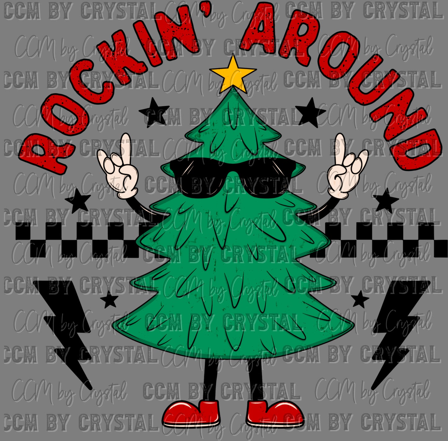 Rockin' Around Christmas Tree Ready to Press Transfer DTF Transfer Sublimation Transfer