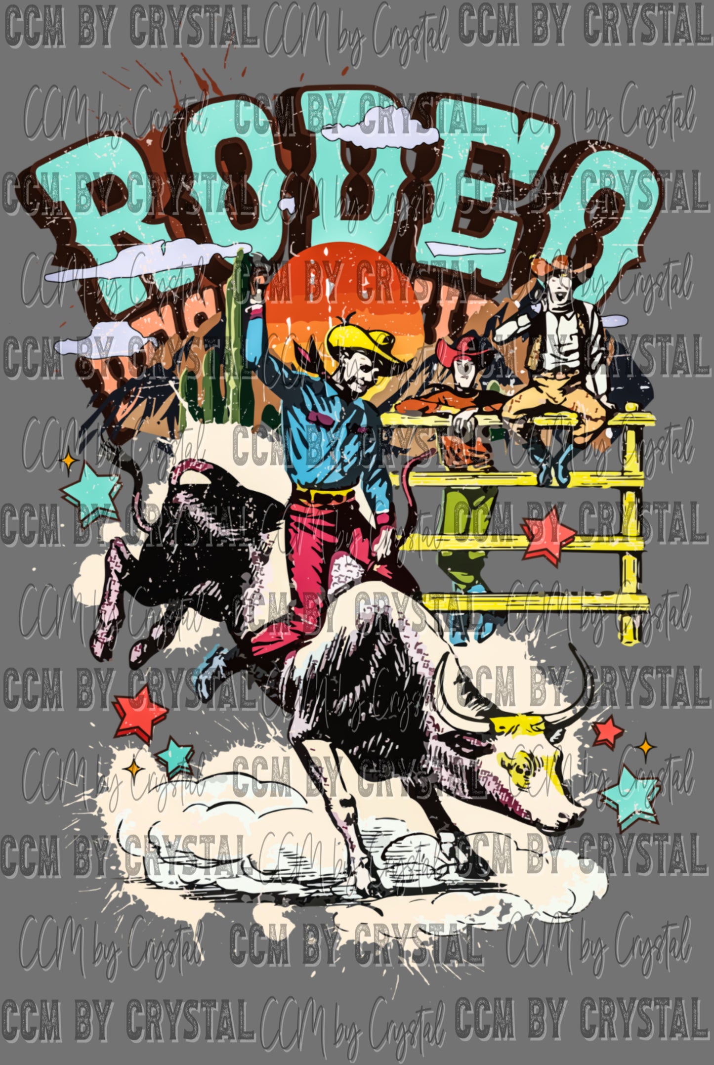Rodeo Bull Rider Western Ready to Press Transfer DTF Transfer