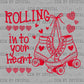 Rolling in to Your Heart Roller Skates Valentines Day Ready to Press DTF Transfers Sublimation Transfers