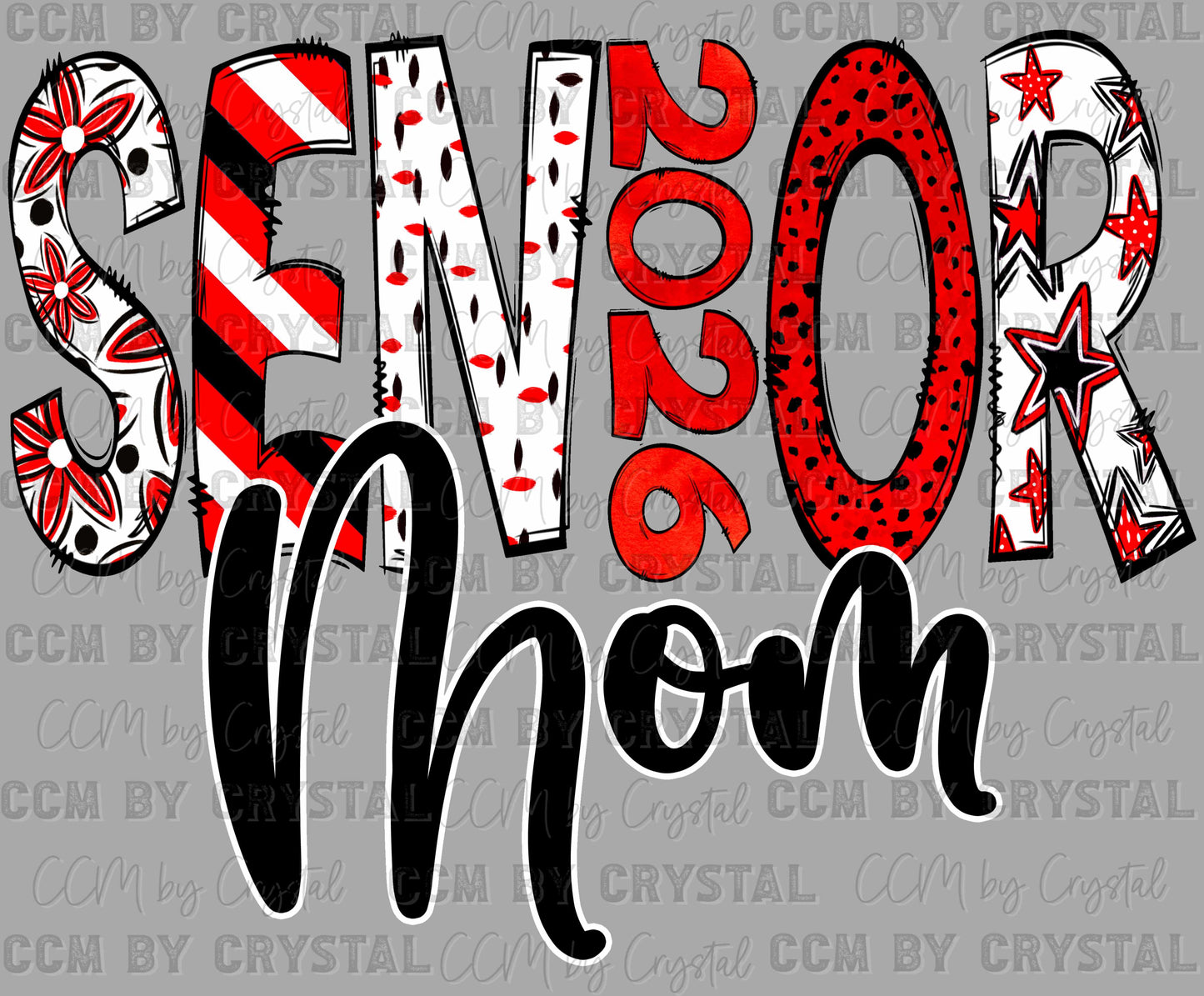 Senior Mom 2026 Red Black White DTF Transfer Sublimation Transfer
