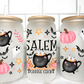 Halloween Salem Coffee Club UV Transfer 16oz Libby Glass Can Wrap Ready to Apply