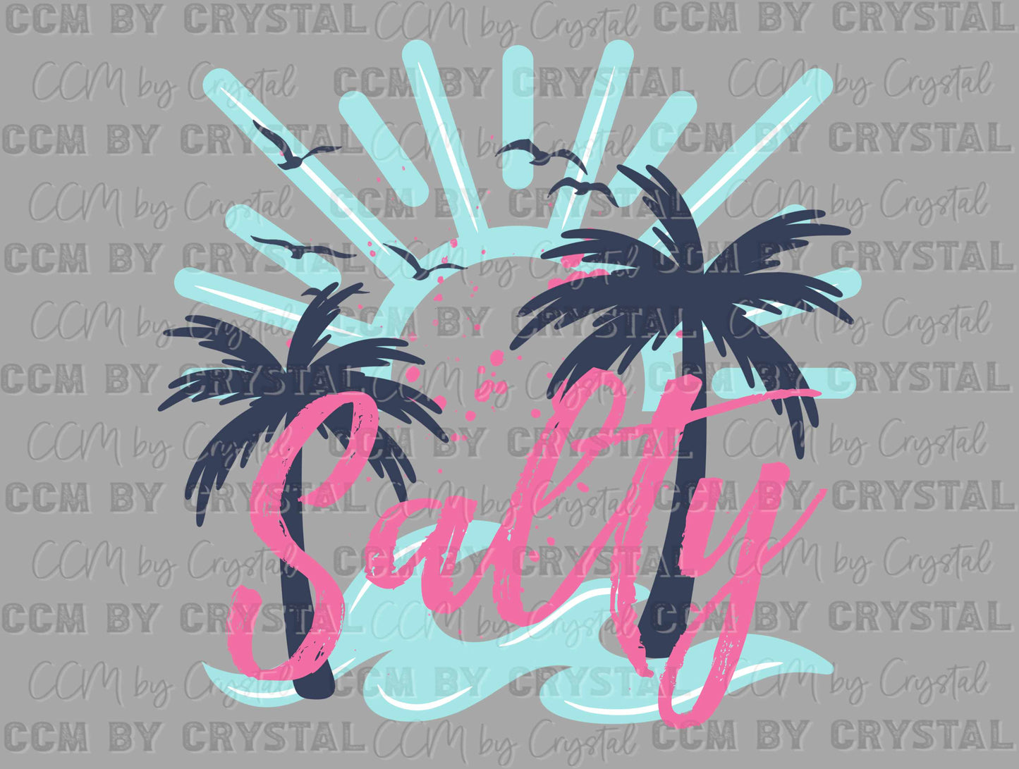 Salty Beach Summer Ready to Press Transfer DTF Transfer Sublimation Transfer