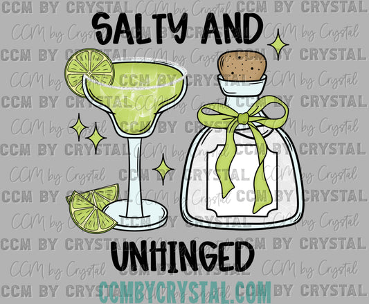 Salty and Unhinged Margarita Tequila Ready to Press Transfer DTF Transfer Sublimation Transfer