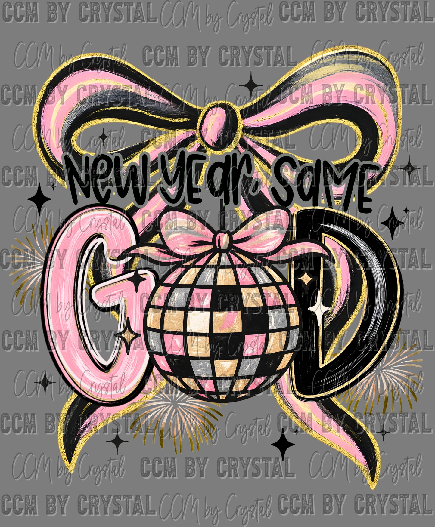 New Year Same God Disco Ball Ready to Press Transfer DTF Transfer Sublimation Transfer