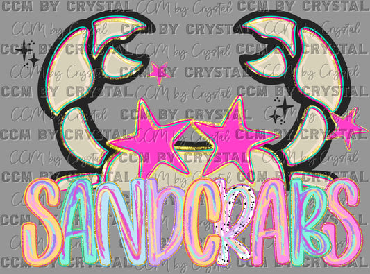 Sandcrabs Pastel Mascot Ready to Press DTF Transfers Sublimation Transfers