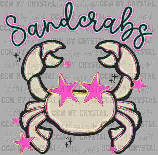 Sandcrabs Mascot Preppy Ready to Press Instant Peel DTF Transfers Sublimation Transfers