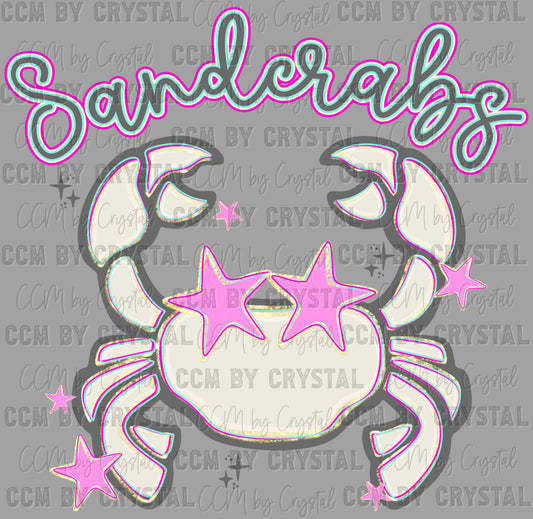 Sandcrabs Mascot Preppy Ready to Press Instant Peel DTF Transfers Sublimation Transfers