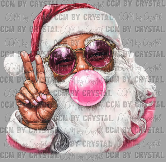 Pink Santa Christmas Ready to Press Transfer DTF Transfer Sublimation Transfer