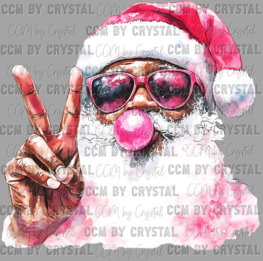 Pink Santa Christmas Ready to Press Transfer DTF Transfer Sublimation Transfer