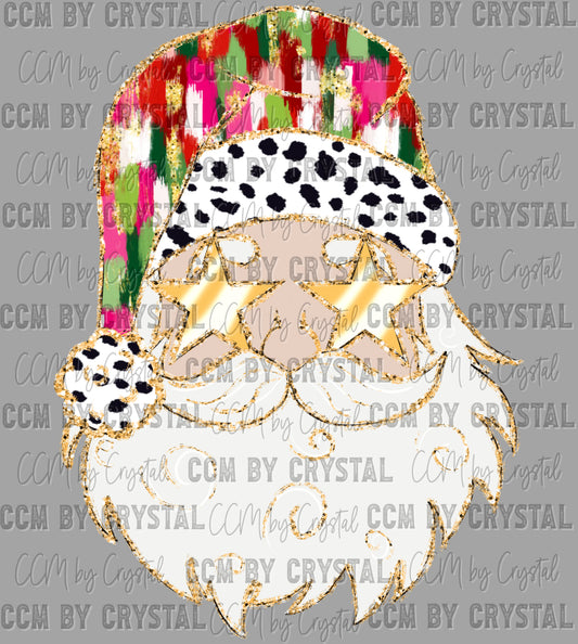 Santa Brushstrokes Christmas Faux Glitter Ready to Press Transfer DTF Transfer Sublimation Transfer