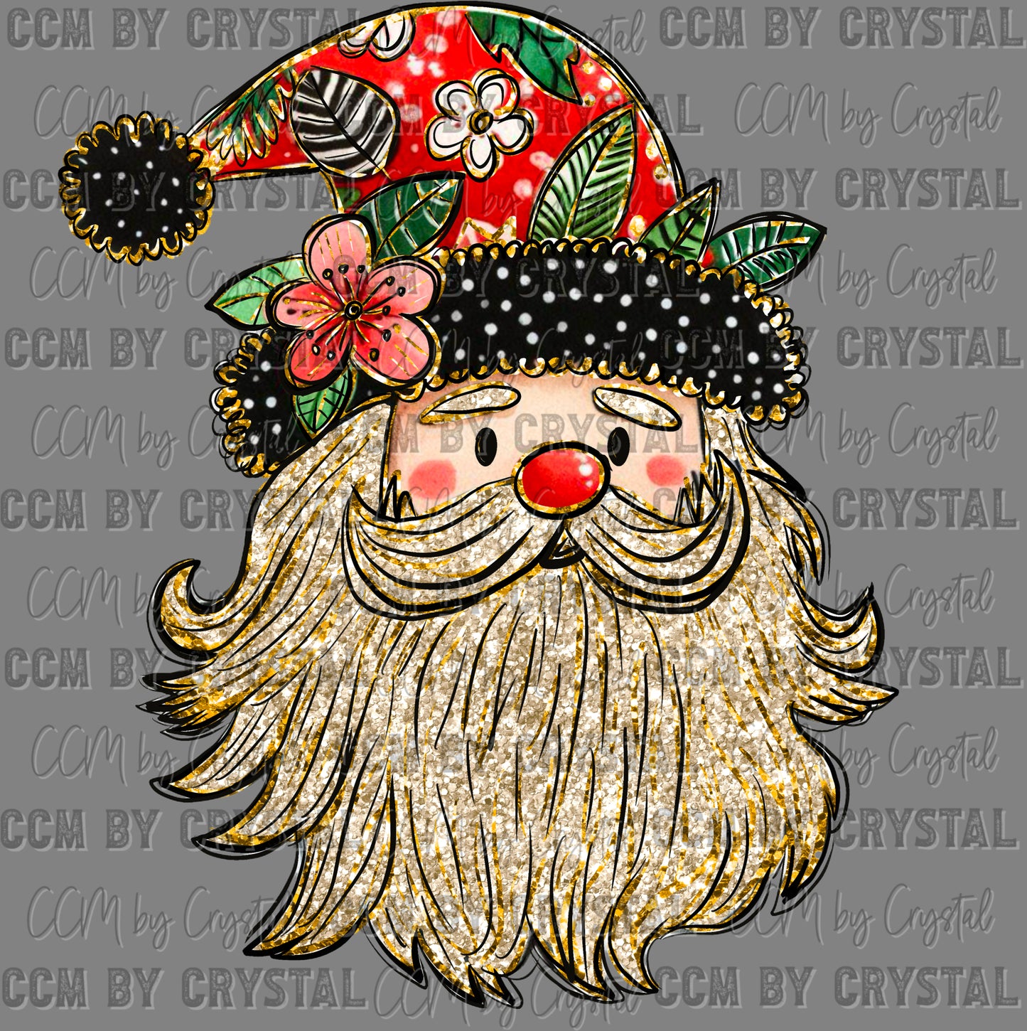 Christmas Gold Santa Faux Glitter Ready to Press Transfer DTF Transfer Sublimation Transfer