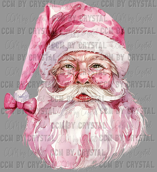 Retro Pink Santa Ready to Press Transfer DTF Transfer Sublimation Transfer