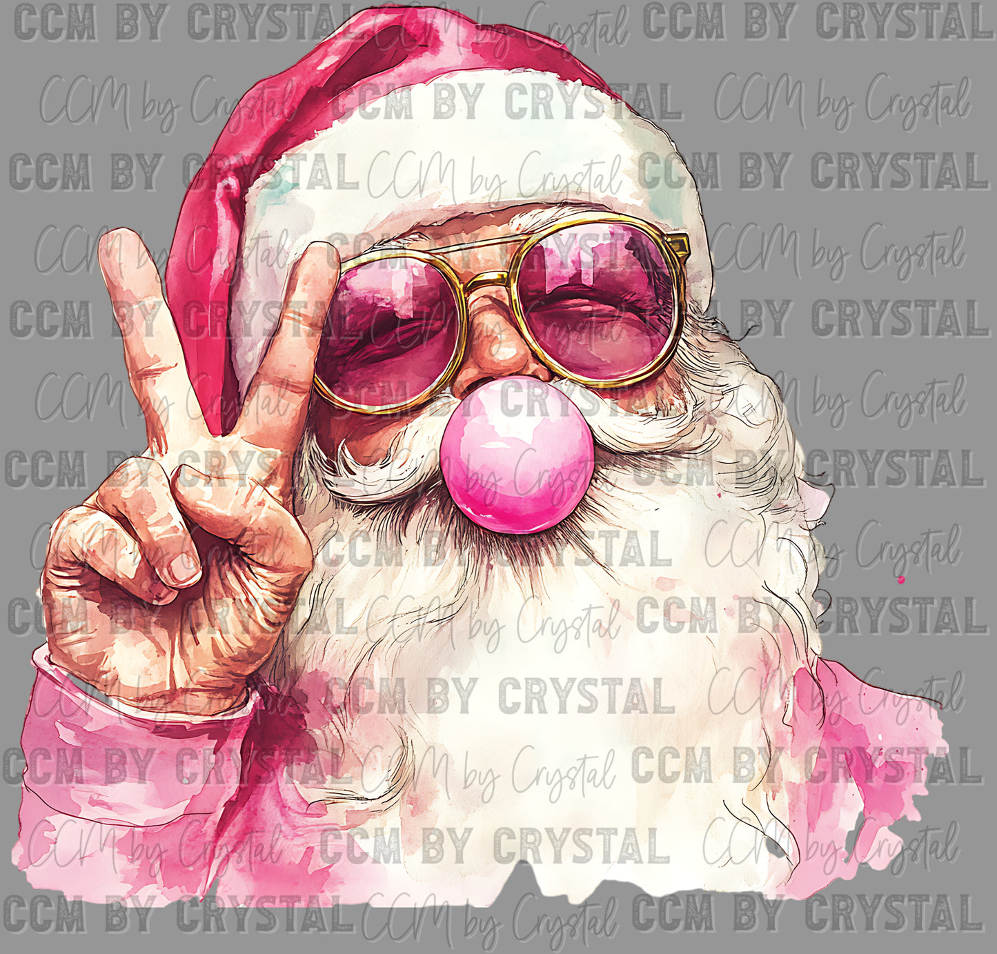 Pink Santa Bubblegum Ready to Press Transfer DTF Transfer Sublimation Transfer