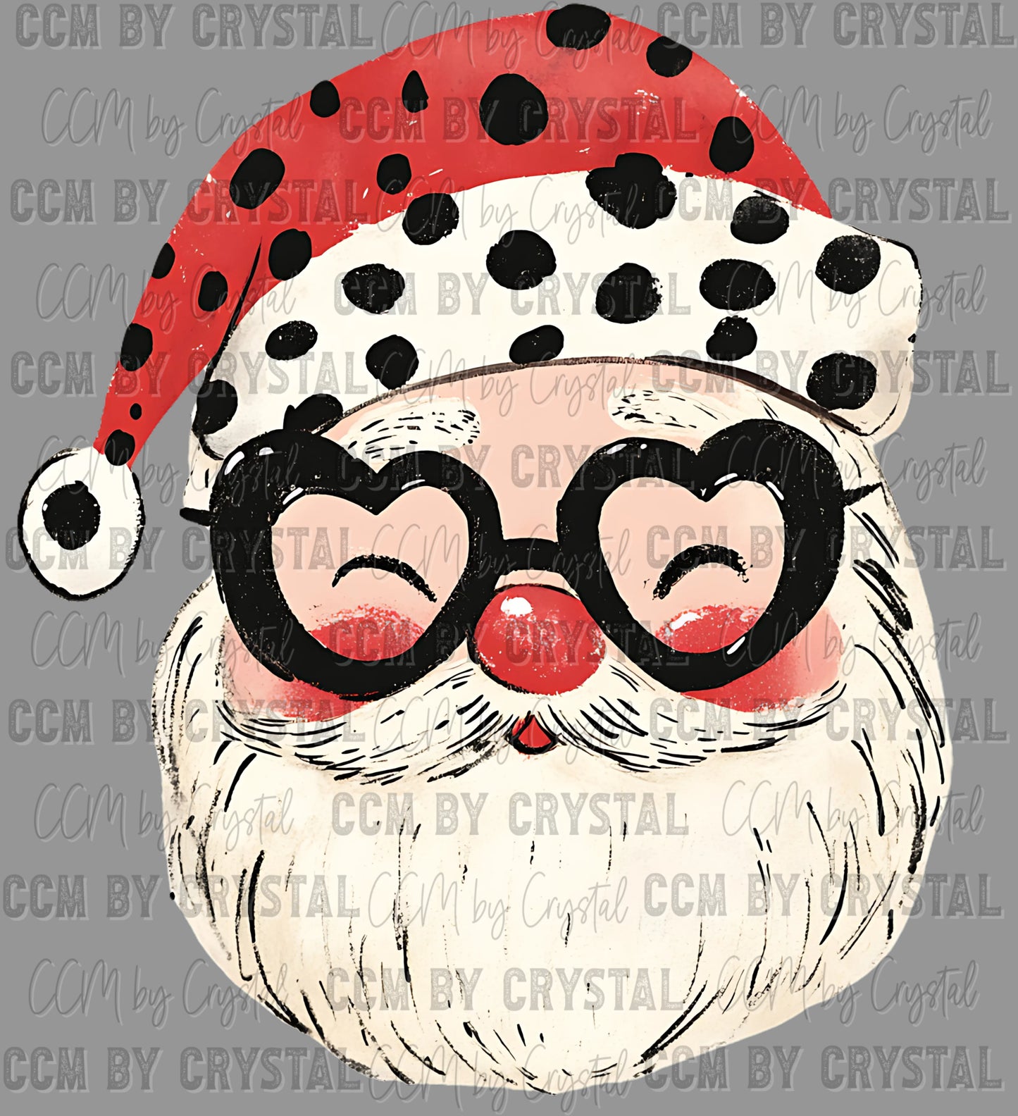 Christmas Santa with Glasses Ready to Press Transfer DTF Transfer Sublimation Transfer