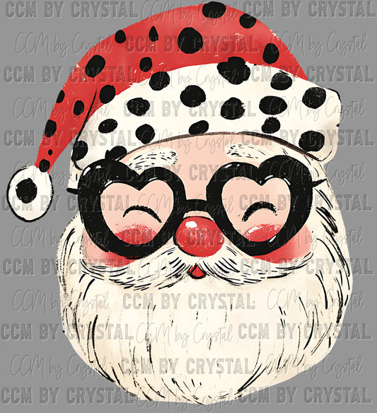 Christmas Santa with Glasses Ready to Press Transfer DTF Transfer Sublimation Transfer