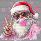 Christmas Pink Santa Bubblegum Snowflakes Ready to Press Transfer DTF Transfer Sublimation Transfer