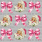 Pink Santa Pink Bows Christmas Ready to Press Transfer DTF Transfer Sublimation Transfer