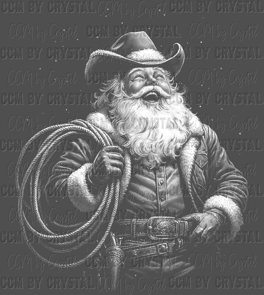 Cowboy Santa Christmas Western Ready to Press Instant Peel DTF Transfers