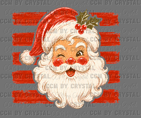 Stripes Santa Winky Christmas Ready to Press DTF Transfers