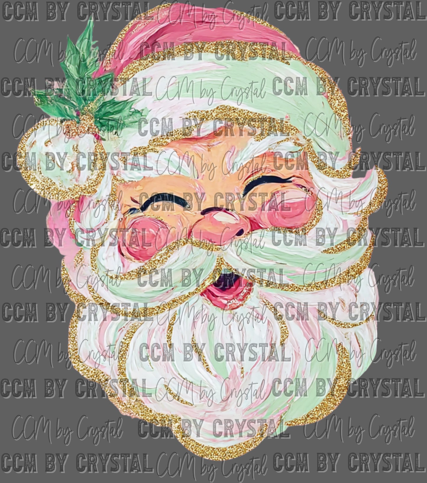 Santa Christmas Faux Glitter UV DTF Transfer Sticker UV Transfer Ready to Apply