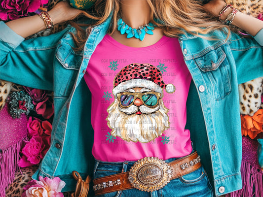 Santa Blue Snowflakes Christmas Ready to Press Transfer Instant Peel DTF Transfer Sublimation Transfer
