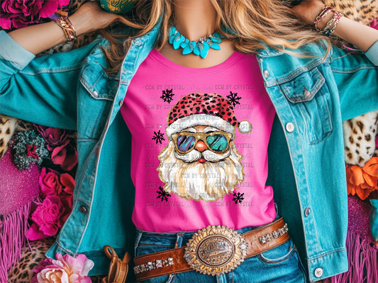 Santa Black Snowflakes Christmas Ready to Press Transfer Instant Peel DTF Transfer Sublimation Transfer