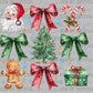 Christmas Santa Bows Ready to Press Transfer DTF Transfer Sublimation Transfer