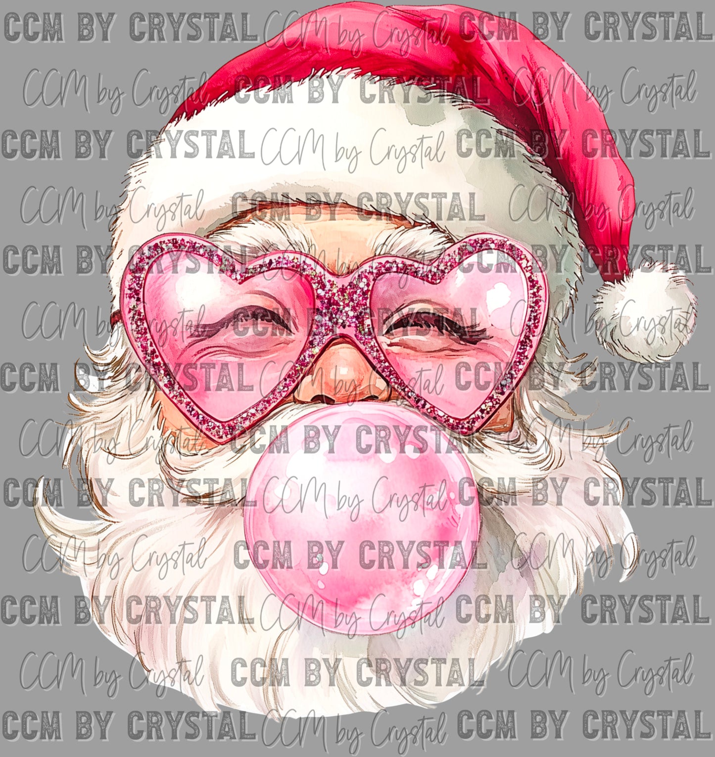 Christmas Bubblegum Santa UV DTF Transfer Sticker Ready to Apply
