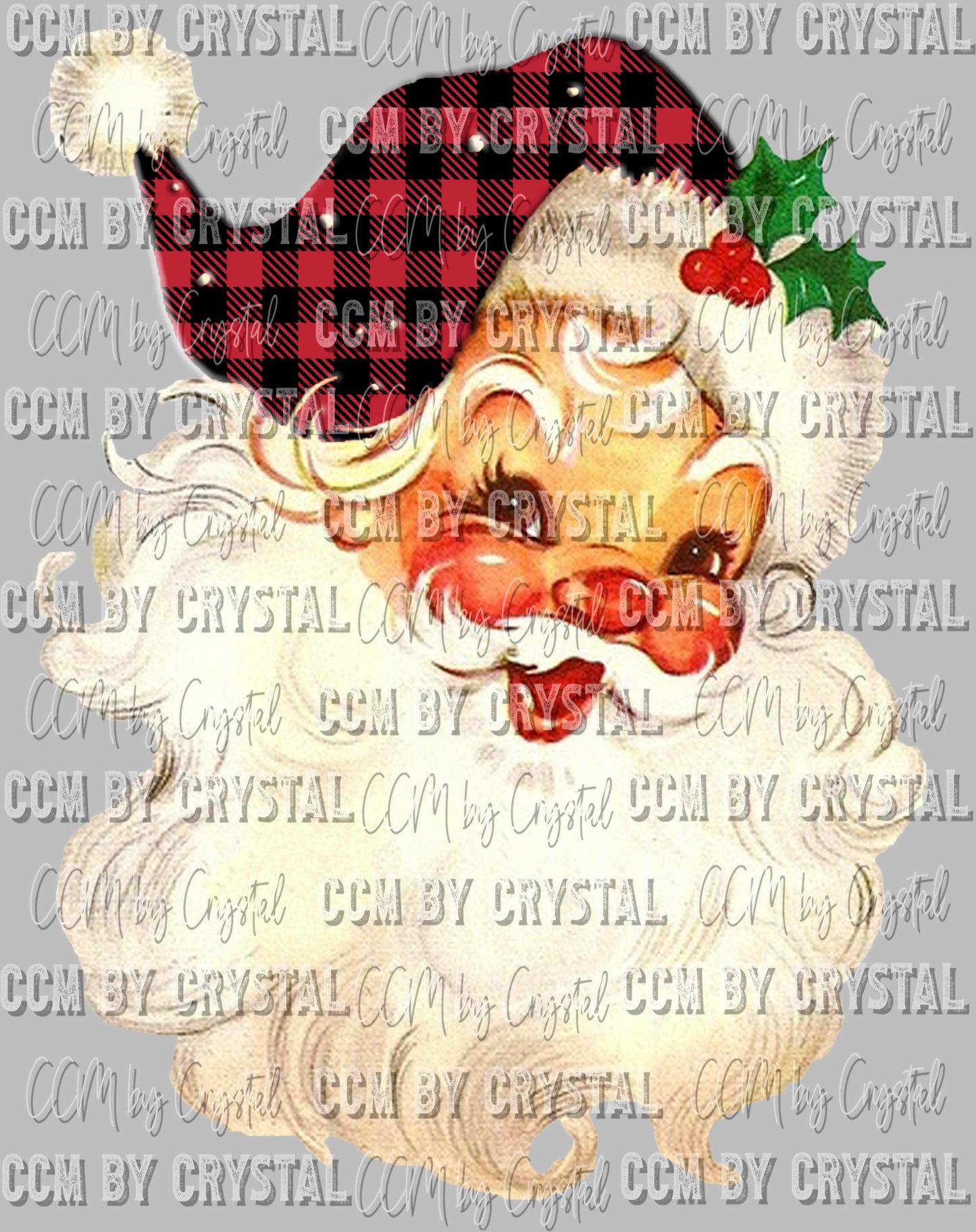 Santa Buffalo Plaid Hat Christmas Ready to Press Transfer