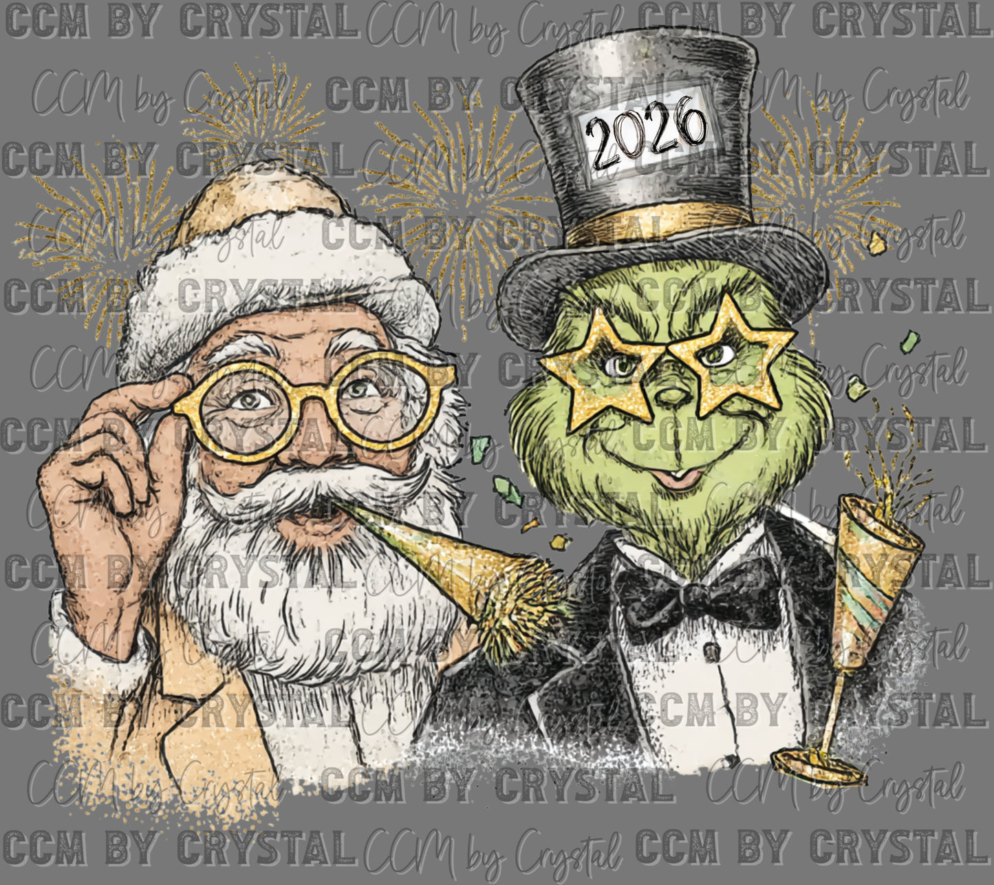 New Years 2026 Santa Green Guy Ready to Press Transfer DTF Transfer