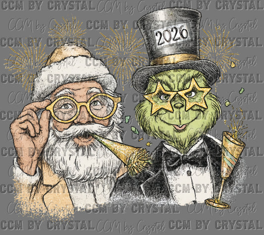 New Years 2026 Santa Green Guy Ready to Press Transfer DTF Transfer