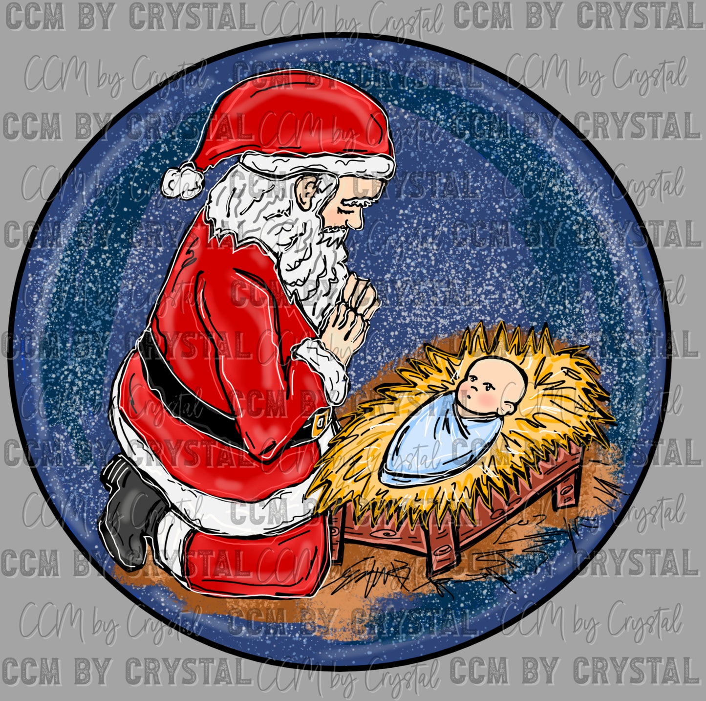 Santa Manger Jesus Christmas Ready to Press Transfer DTF Transfer Sublimation Transfer