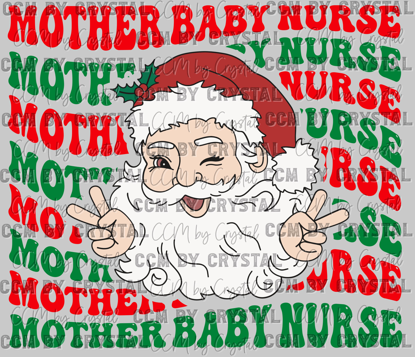 Santa Mother Baby Nurse Christmas Ready to Press Transfer DTF Transfer Sublimation Transfer