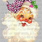 Santa Pink Leopard Hat Christmas Ready to Press Transfer