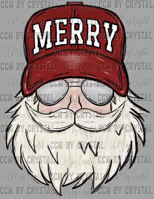 Santa in a Trucker Hat Christmas Ready to Press Transfer DTF Transfer Sublimation Transfer