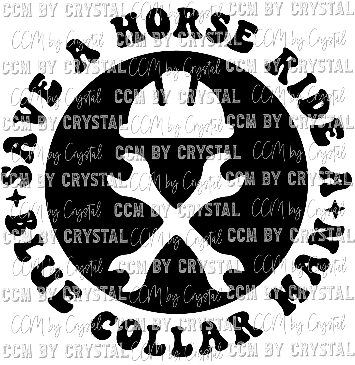 Save A Horse Ride A Blue Collar Man Black Ready To Press Transfer DTF Sublimation