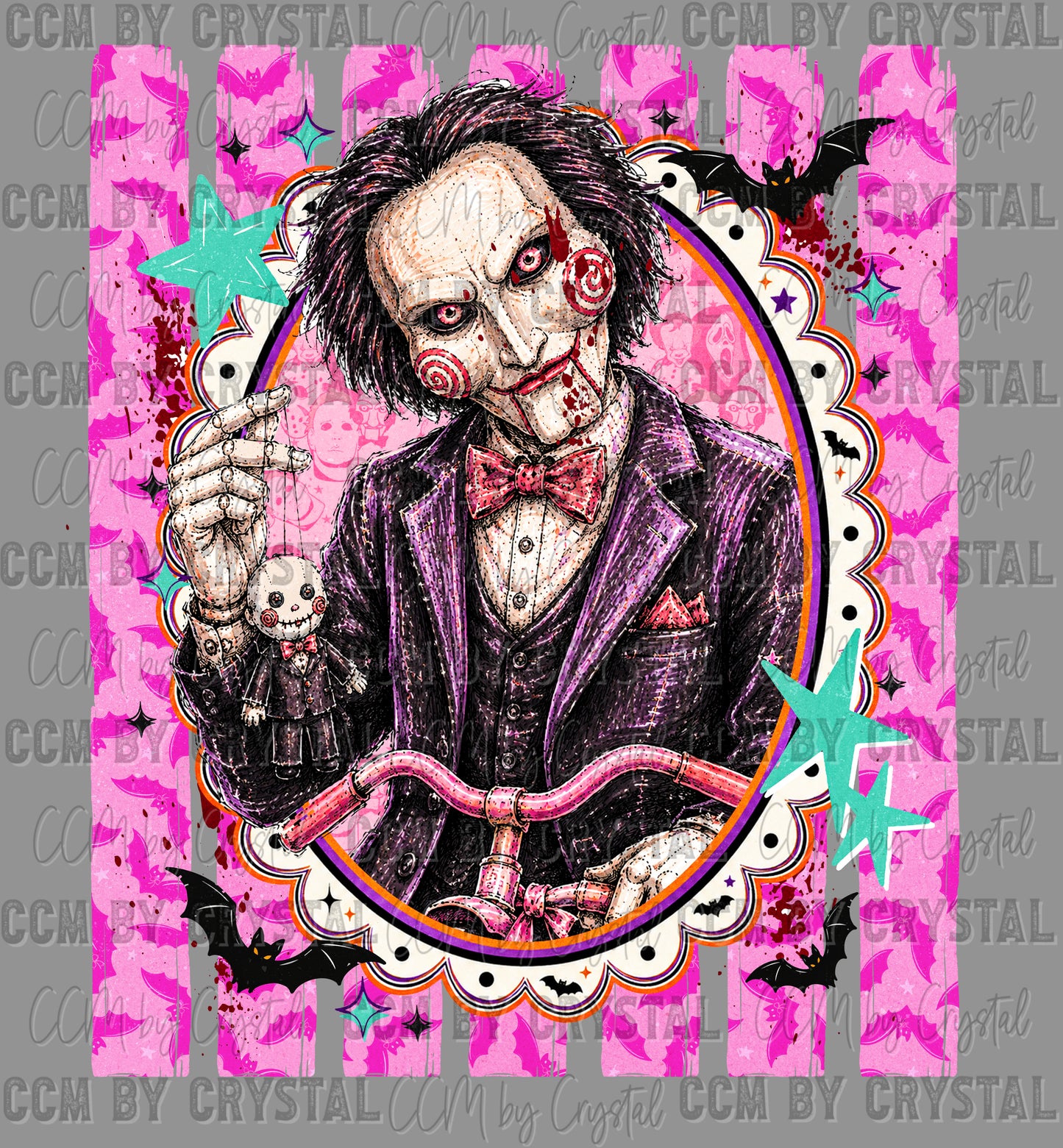 Bright Color Horror Bike Guy Halloween Ready to Press DTF Transfers Sublimation Transfers