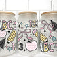 School Teacher ABC 123 UV Transfer 16oz Libby Glass Can Wrap Ready to Apply