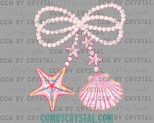 Seashells Bow Coquette Ready to Press Transfer DTF Transfer Sublimation Transfer