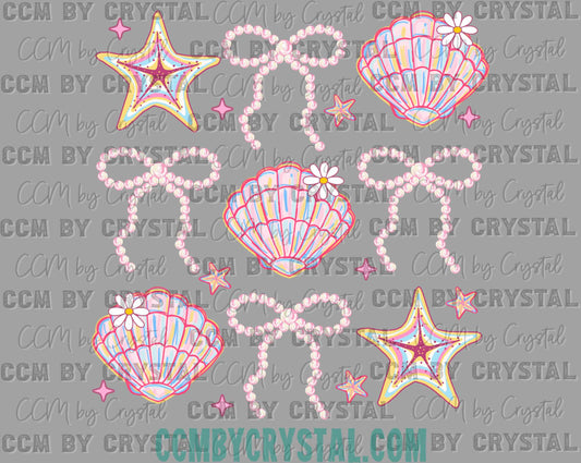 Seashells Bows Coquette Ready to Press Transfer DTF Transfer Sublimation Transfer