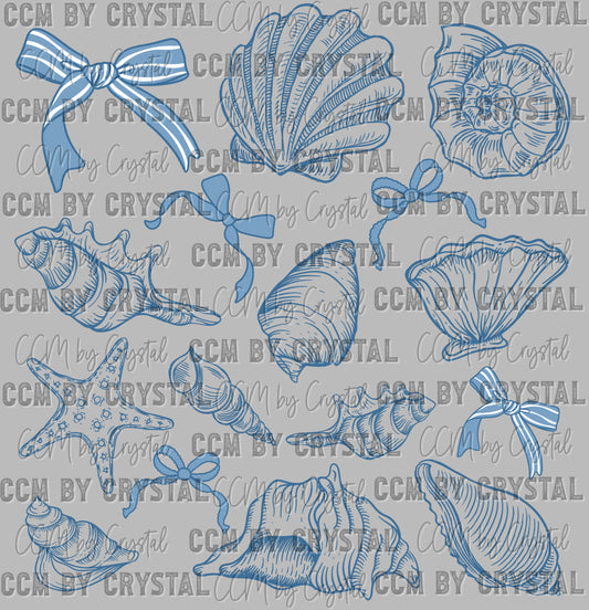 Seashells Summertime Ready to Press Transfer DTF Transfer Sublimation Transfer