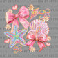 Seashells Bow Summertime Ready to Press Transfer DTF Transfer Sublimation Transfer