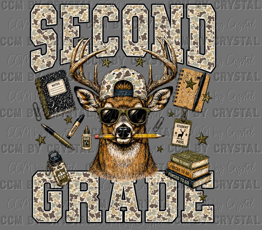 Second 2nd Camo Deer Back to School Ready to Press DTF Transfers Sublimation Transfers