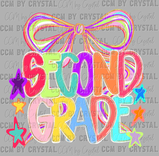 Second Grade Back to School Colorful Ready to Press Transfer DTF Transfer Sublimation Transfer