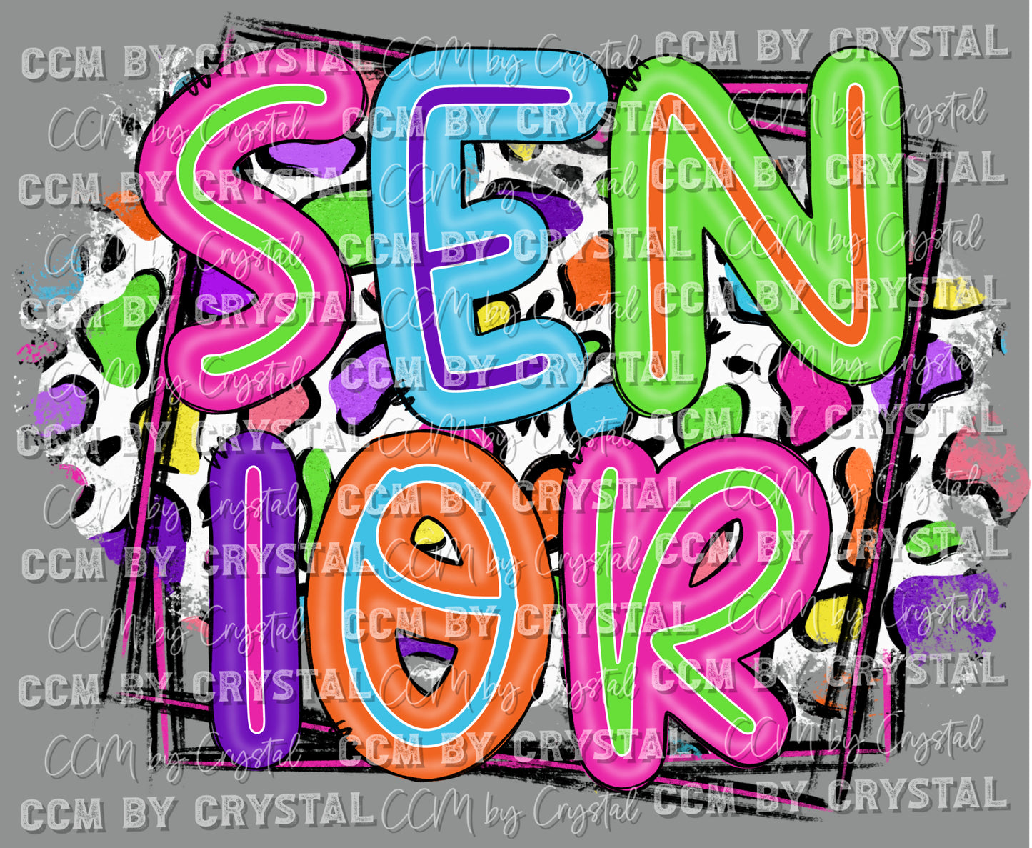 Senior Colorful Leopard Background Ready to Press Transfer