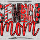 Senior Mom 2024 Red Black and White Doodle Letters Ready to Press Transfer