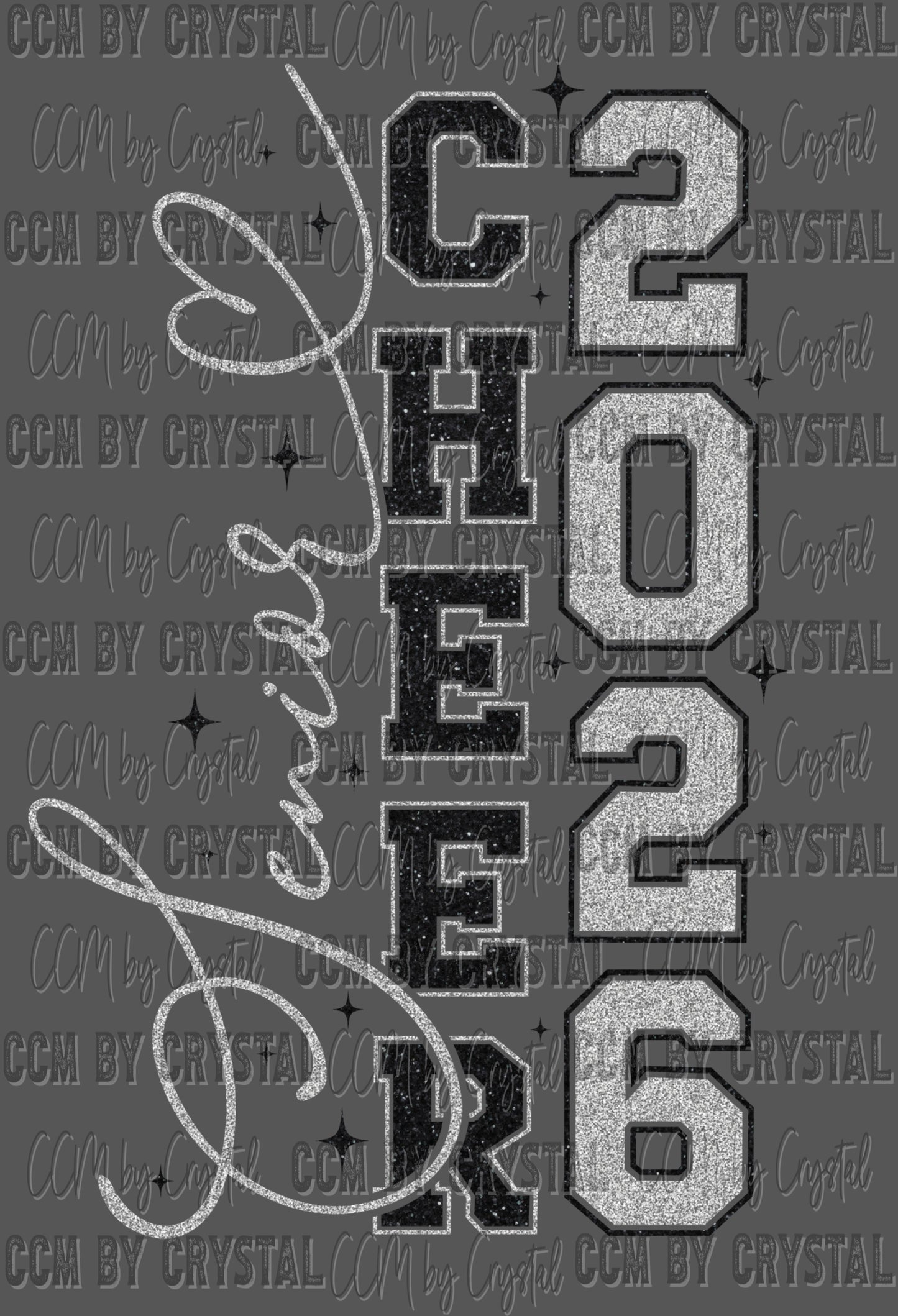 Senior Cheer Mom 2026 Silver Black Ready to Press Transfer Instant Peel DTF Transfer Sublimation Transfer