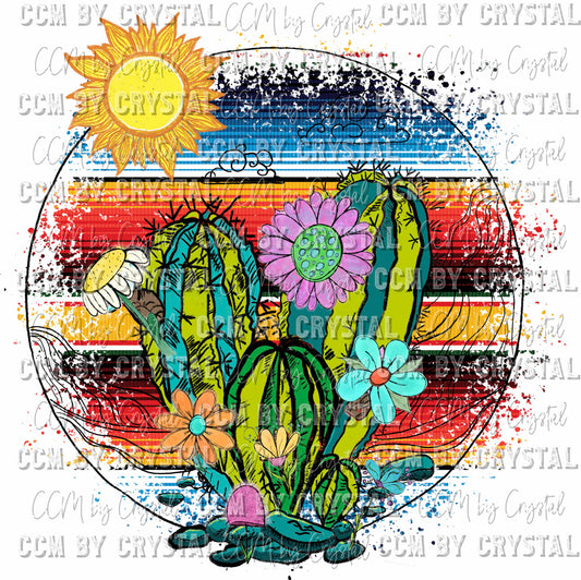 Serape Cactus Ready to Press Transfer