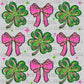 St. Patrick's Day Clover Bows Coquette Faux Glitter Ready to Press Transfer DTF Transfer Sublimation Transfer